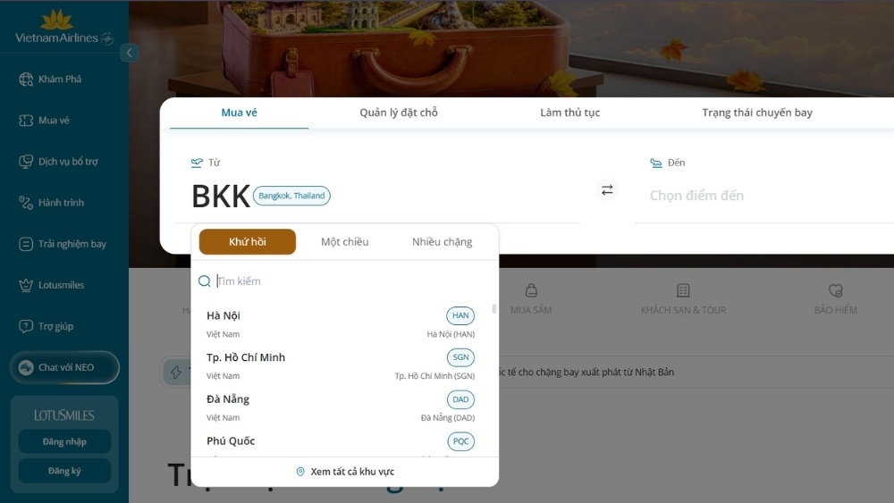 Thao t&aacute;c đặt v&eacute; c&oacute; thể được thực hiện nhanh ch&oacute;ng tr&ecirc;n website