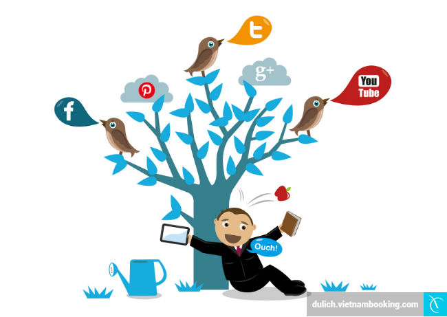Quá lạm dụng các trang mạng xã hội cac loi pho bien thuong gap khi di du lich