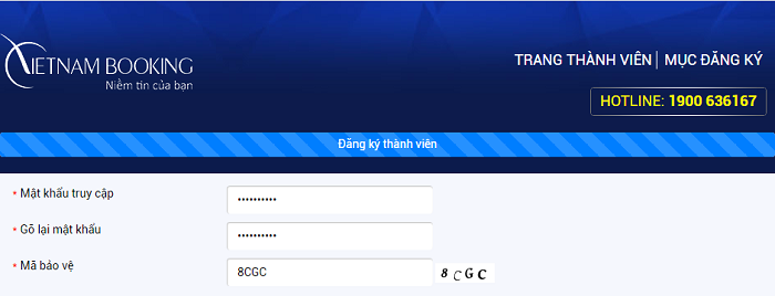 xac nhan dang ky thanh vien vietnam booking