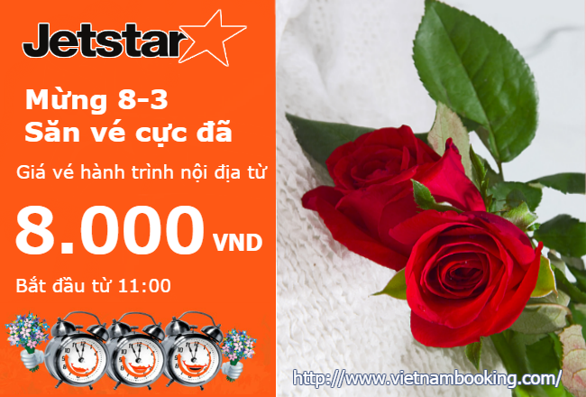 ve may bay khuyen mai jetstar mung 8-3
