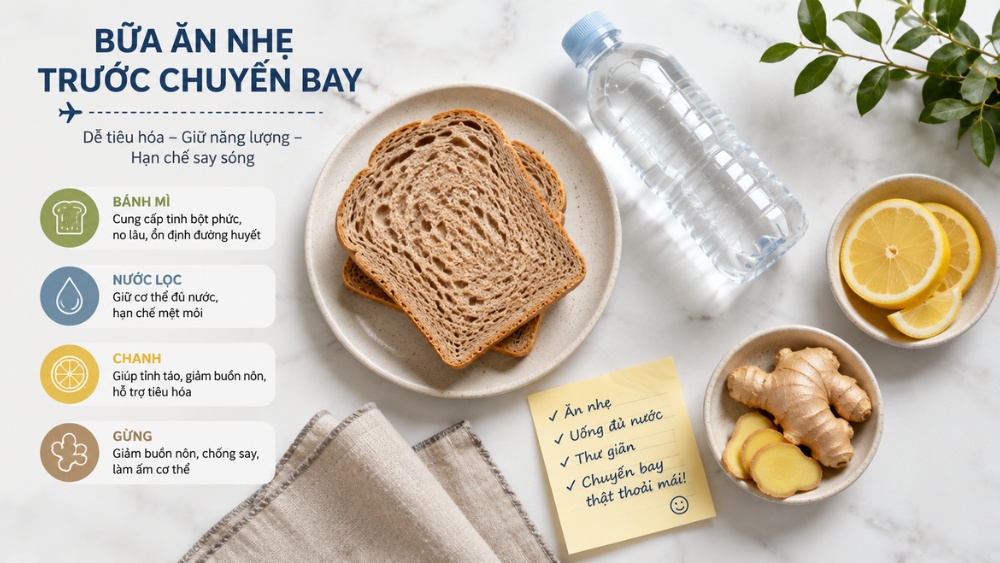 C&aacute;ch đi m&aacute;y bay kh&ocirc;ng bị say bằng chế độ ăn uống hợp l&yacute;