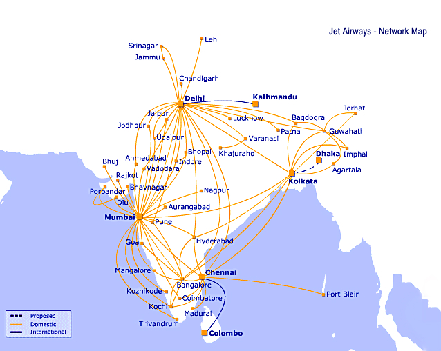 Tuyến trình bay nội địa Jet Airways ve may bay jet airways 3