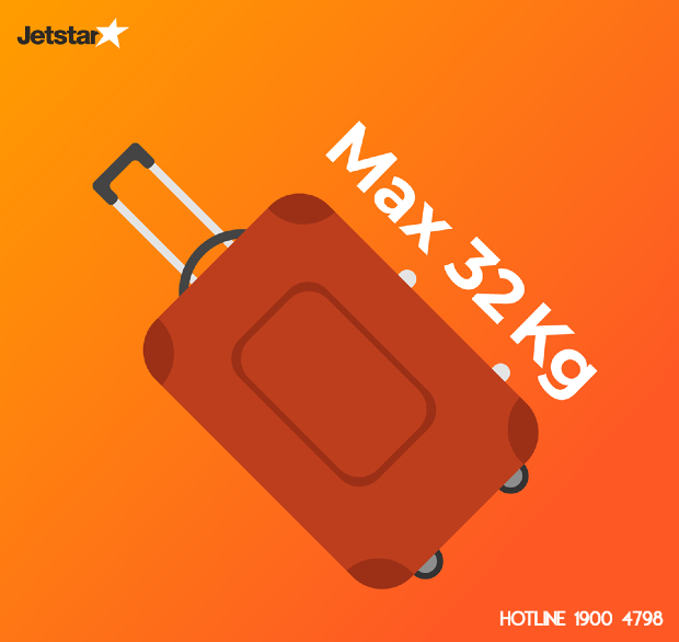 Mỗi kiện hành lý ký gửi cho chuyến bay nội địa không quá 32kg và có chiều dài không quá 2m hành lý ký gửi Jetstar