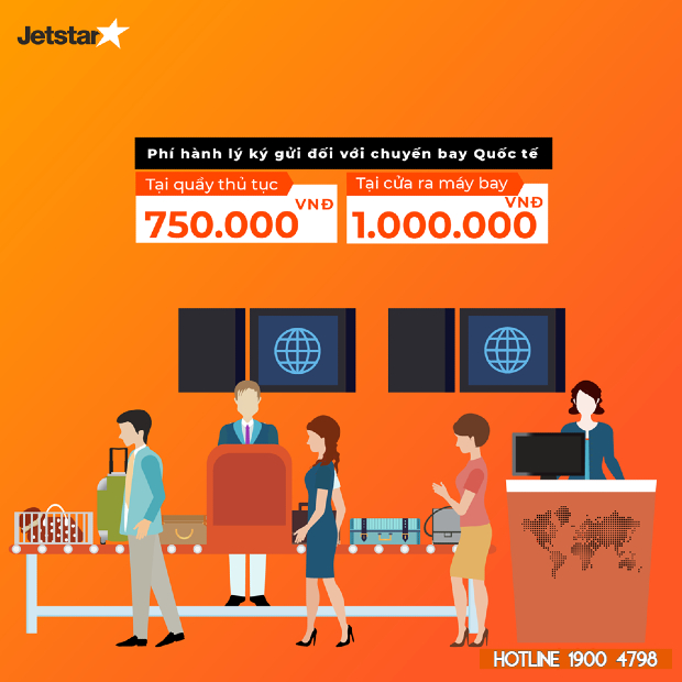 Phí mua thêm hành lý ký gửi tại sân bay cho chuyến bay quốc tế mua hành lý ký gửi đi quốc tế