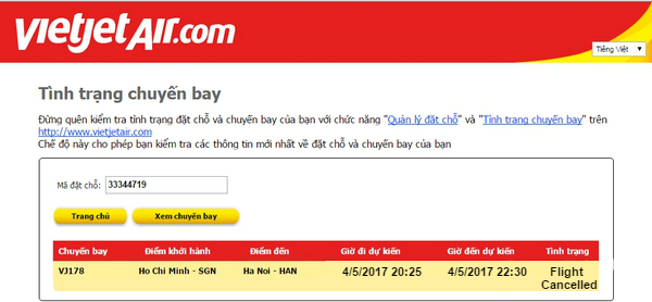 cac chuyen bay hang vietjet