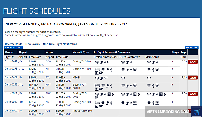 lich bay delta airlines