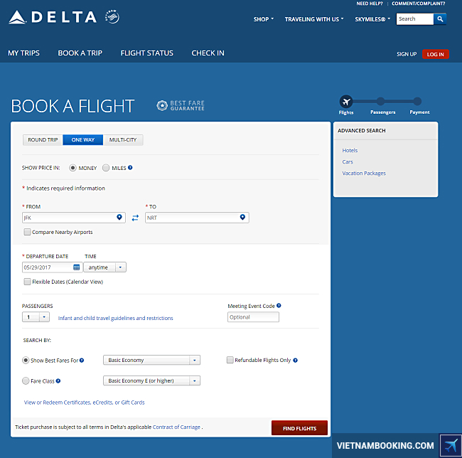 tim lich bay delta airlines