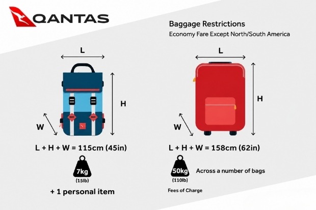 Quy định H&agrave;nh l&yacute; Qantas - Cập nhật đầy đủ từ A-Z