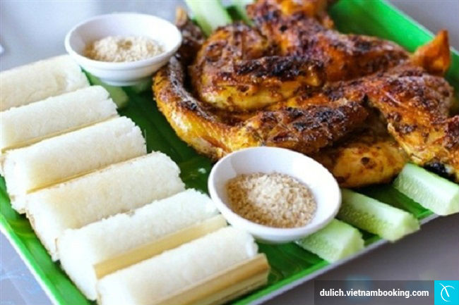Gà rừng nướng cơm lam du lich lam dong