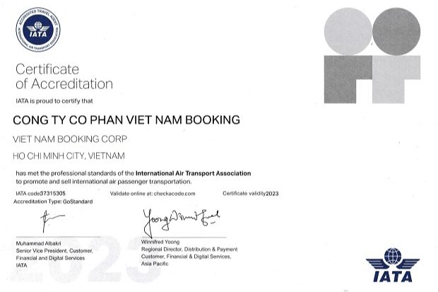 Chứng nhận đại lý IATA của Vietnam Booking tại TP.HCM Chứng nhận đại lý IATA của Vietnam Booking tại TP.HCM