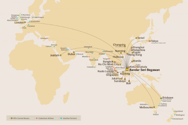 Mạng lưới bay Royal Brunei Airlines