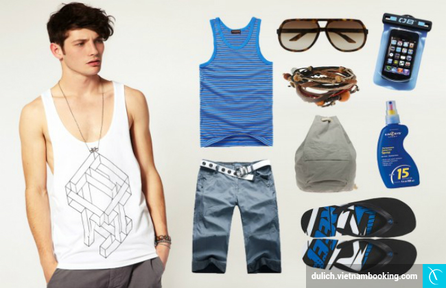 Vật dụng khi đi biển dành cho nam mac gi khi di du lich Con Dao