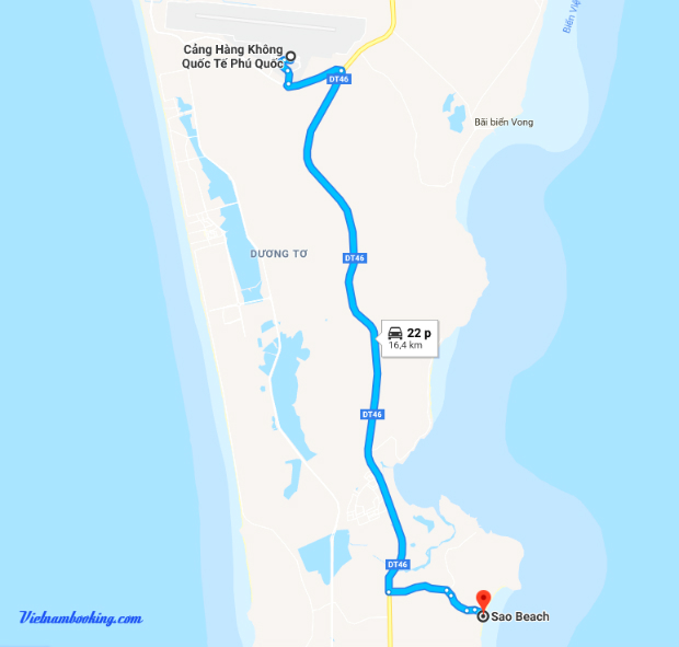 đường đi đến bãi Sao biển Phú Quốc