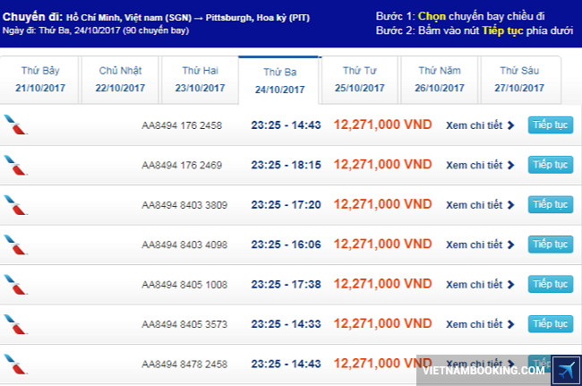 ve may bay di pittsburgh