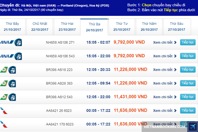 ve may bay di portland