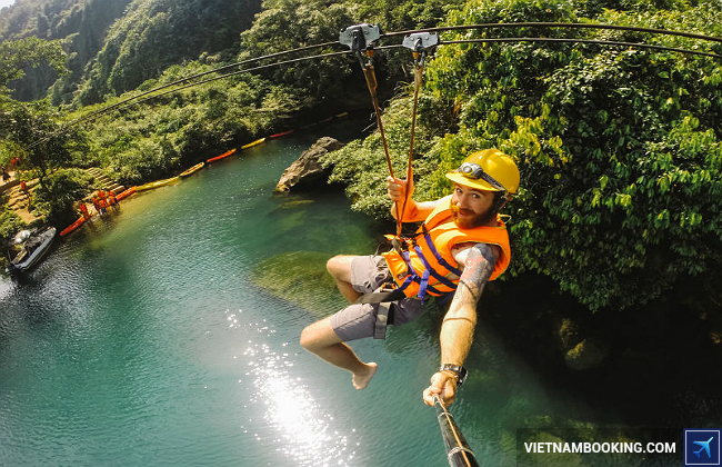 Du lịch mạo hiểm Zipline sông Chày du lịch quảng bình phong nha