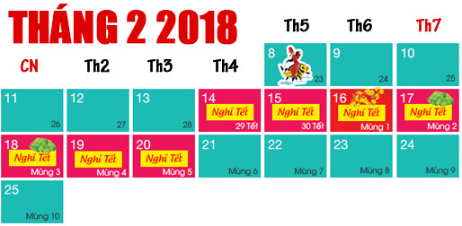lịch nghỉ tết nguy&ecirc;n đ&aacute;n mậu tuất 2018