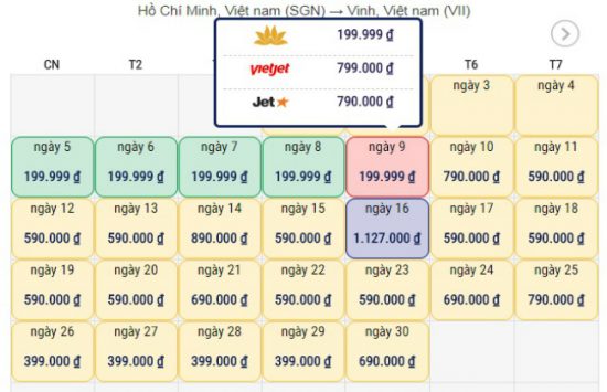 bảng gi&aacute; v&eacute; m&aacute;y bay đi vinh th&aacute;ng 11