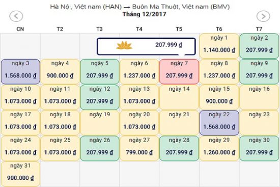 Gi&aacute; v&eacute; m&aacute;y bay đi Bu&ocirc;n Ma Thuột