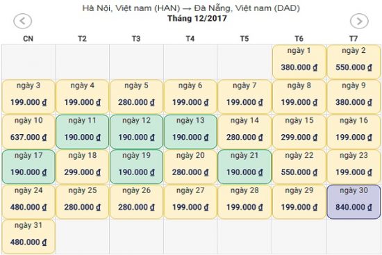 Giá vé máy bay đi Đà Nẵng