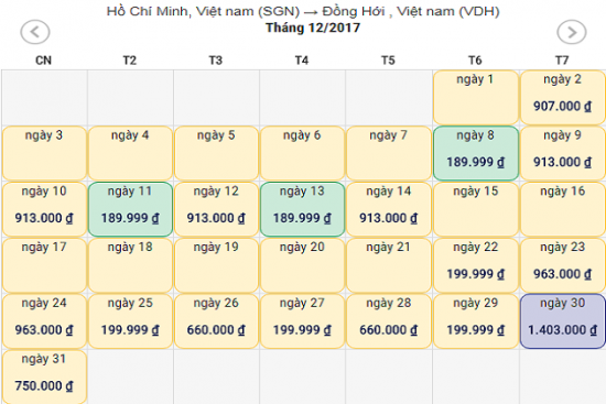 Gi&aacute; v&eacute; m&aacute;y bay từ S&agrave;i G&ograve;n về Đồng Hới