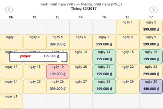 Gi&aacute; v&eacute; m&aacute;y bay đi Pleiku Vietjet Air