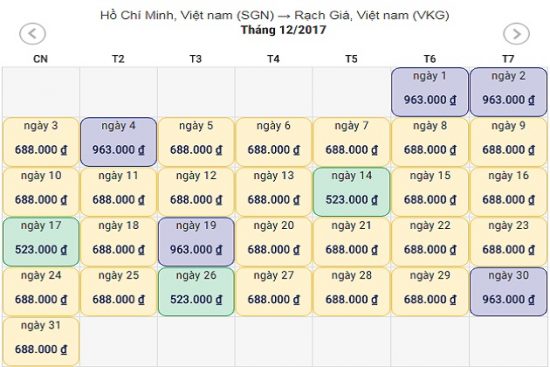 V&eacute; m&aacute;y bay đi Rạch Gi&aacute;