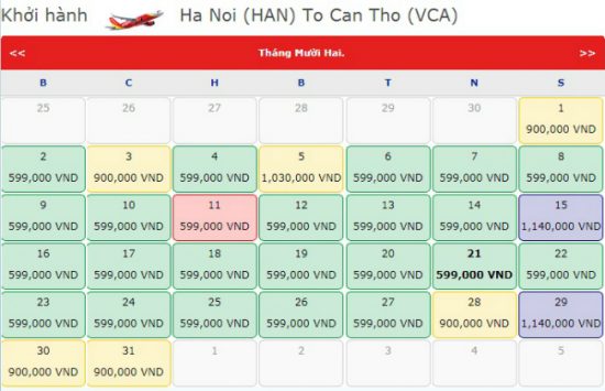 vé máy bay vietjet air đi cần thơ	