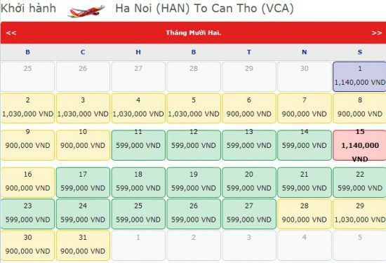 vé máy bay vietjet cần thơ	