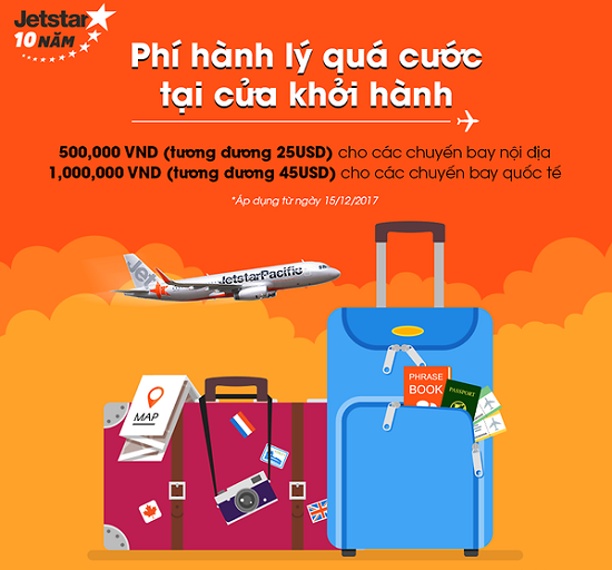 jetstar điều chỉnh thu ph&iacute; h&agrave;nh l&yacute; qu&aacute; cước