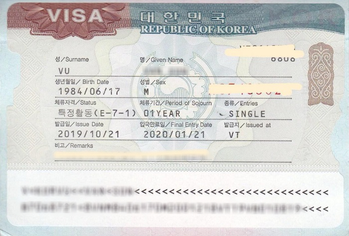 visa h&agrave;n quốc
