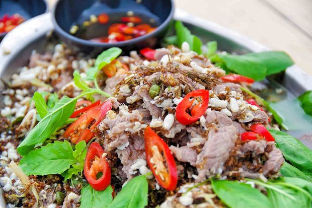 Các món ăn ngon Campuchia - Kiến cây đỏ xào thịt bò