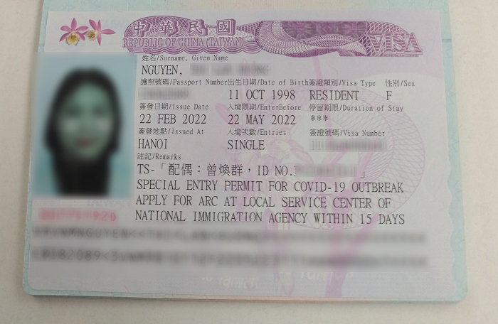 Visa đi Đài Loan dạng nhập cảnh một lần dịch vụ làm visa đài loan