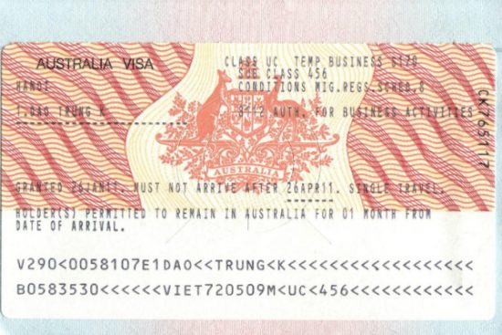 nộp đơn xin visa đi &uacute;c