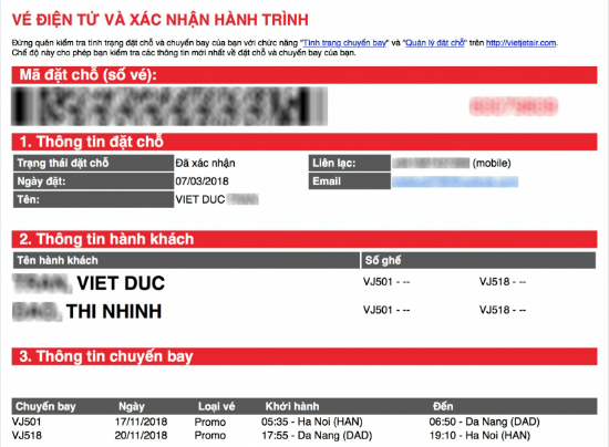 Hạng vé promo của Vietjet Air 