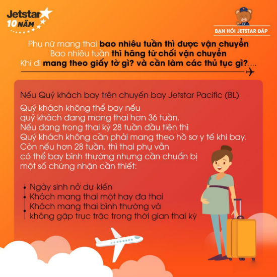 Quy định của Jetstar Pacific khi vận chuyển phụ nữ mang thai