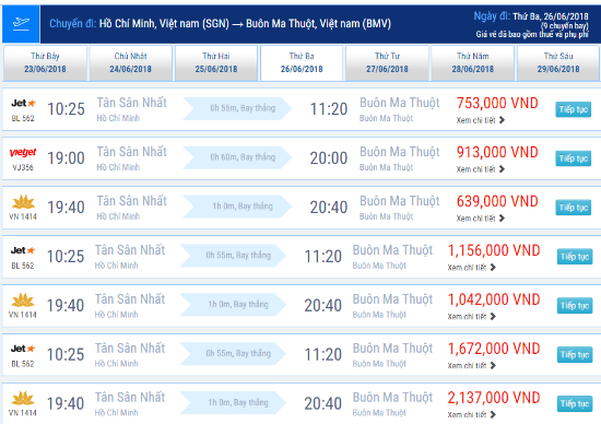 Chặng bay TP.HCM - Bu&ocirc;n Ma Thuột