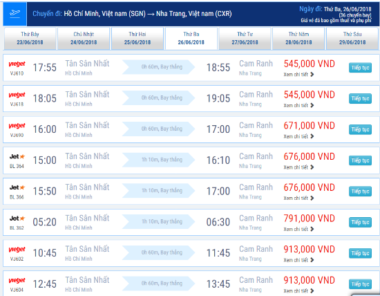 Chặng bay TP.HCM - Nha Trang