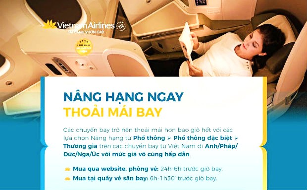 Nâng hạng vé vô cùng tiện lợi, nhanh chóng dịch vụ trên chuyến bay Vietnam Airlines