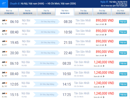 Th&aacute;ng 8/2018 gi&aacute; v&eacute; Jetstar 