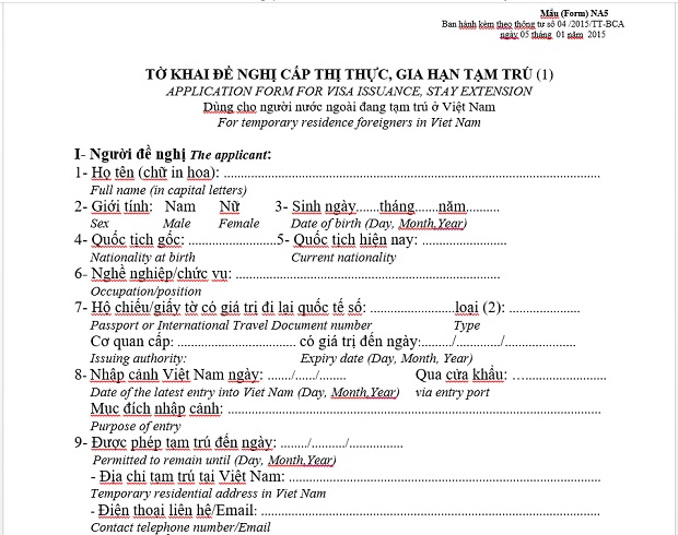 Điền form NA5 chuẩn 1