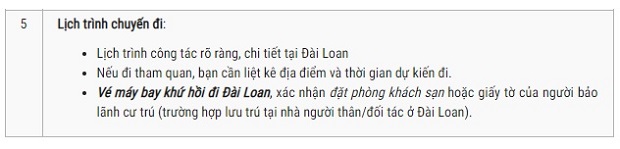 visa công tác đài Loan