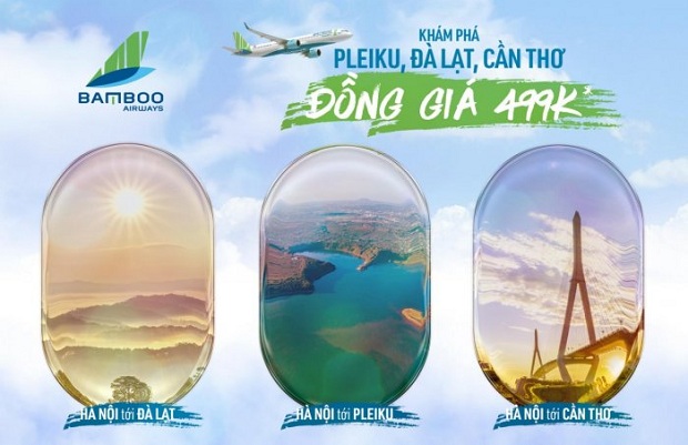 V&eacute; m&aacute;y bay Bamboo Airways H&agrave; Nội đi Đ&agrave; Lạt, Pleiku, Cần Thơ