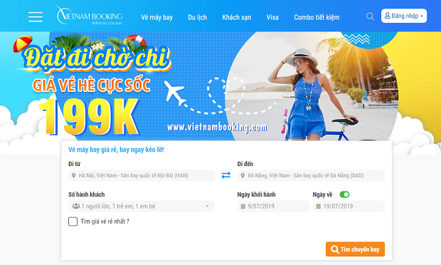 Đặt vé máy bay Bamboo Airways trên hệ thống Vietnam Booking