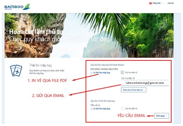 Bước 6 nhận boarding pass | c&aacute;ch hướng dẫn check in online Bamboo Airways