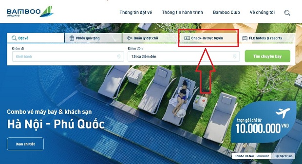 Bước 1 v&agrave;o Trang chủ Bamboo Airways | C&aacute;ch checkin online Bamboo Airways