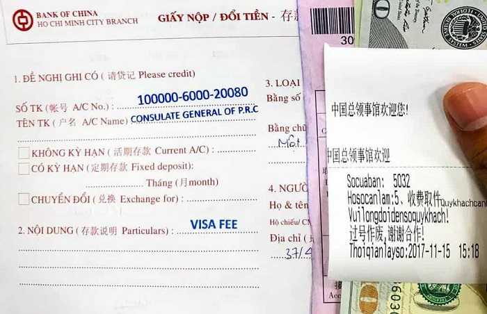 chi phí làm visa đi trung quốc