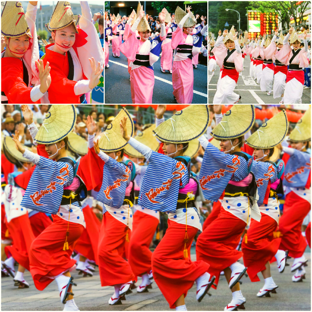 Lễ hội múa Tokushima Awa Odori diễn ra vào giữa tháng 8 hàng năm Lễ hội múa Tokushima Awa Odori