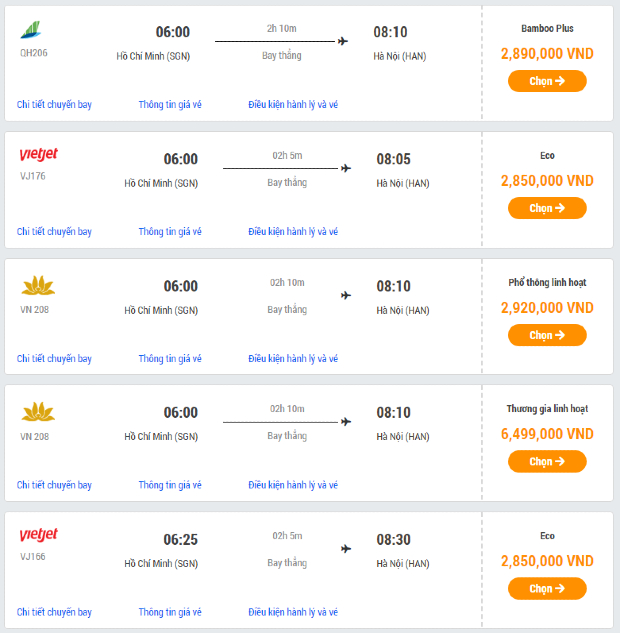 vé máy bay Tết chặng Tp.HCM đi Hà Nội