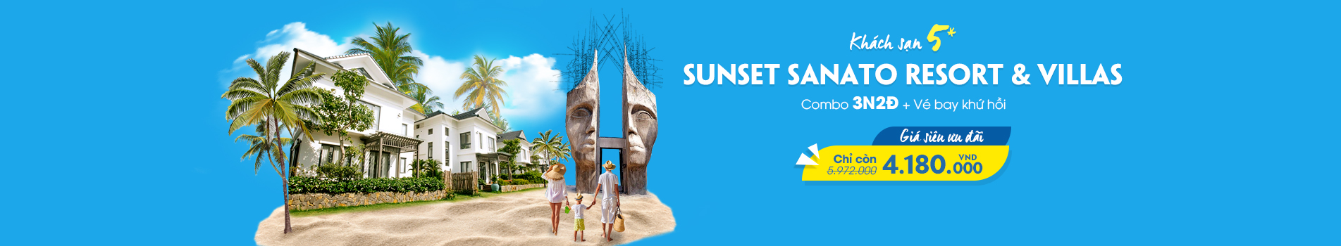 Combo Khách sạn Sunset Sanato Phú Quốc 5 sao + Vé máy bay